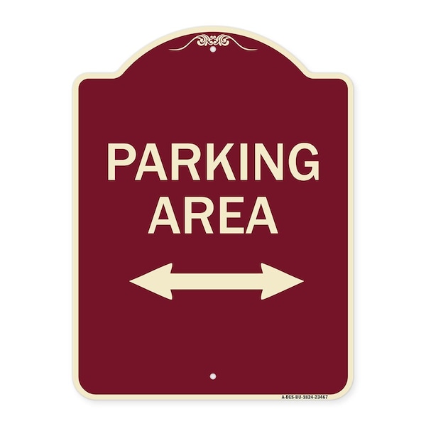 Parking Area W/ Bidirectional Arrow Heavy-Gauge Aluminum Sign, 24" x 18", BU-1824-23467